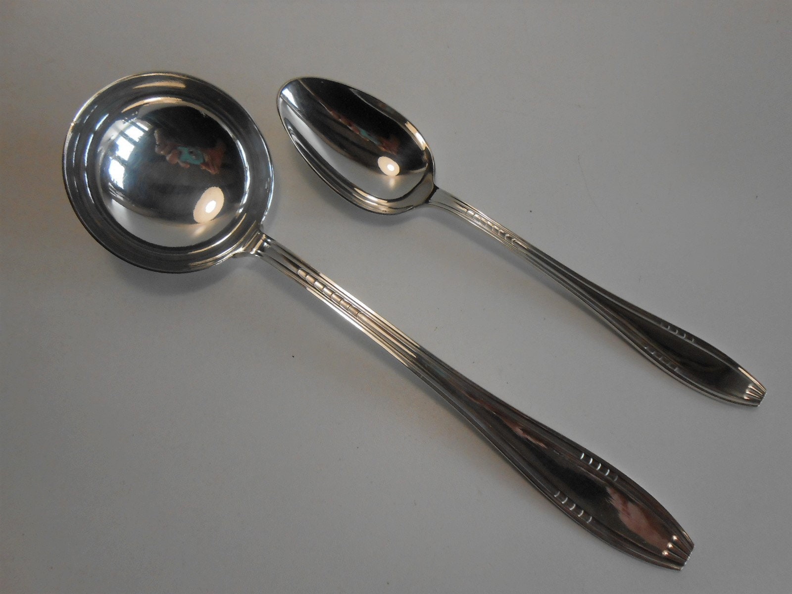 Louche & Cuillère de Service Christofle Métal Argenté Art Déco/Silver Metal Spoon Ladle