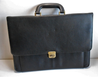 Portadocumentos de cuero vintage / Maletín de cuero Pierre Cardin / Bolso maletín