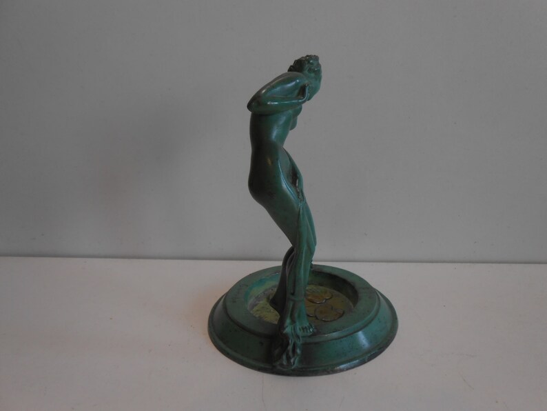 Art deco sculpture young woman with Water lilies Guerb\u00e9 the Faguays