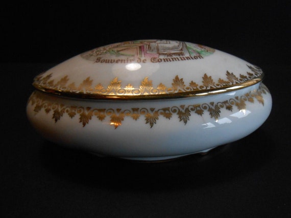 Boîte à Bijoux Porcelaine De Limoges Seignolles Jamet - Décor Souvenir De Lourdes