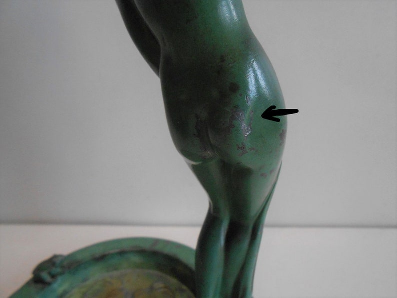 Art deco sculpture young woman with Water lilies Guerb\u00e9 the Faguays