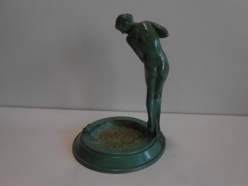 Art deco sculpture young woman with Water lilies Guerb\u00e9 the Faguays