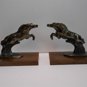 Art deco horse bookends / bookends horses // (ref 5555)