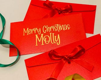 Personalised Christmas Money Envelope, Cash Gift Wallet, gift  voucher