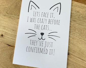 Crazy Cat Lady A5 Print: Funny Cat Quote Poster