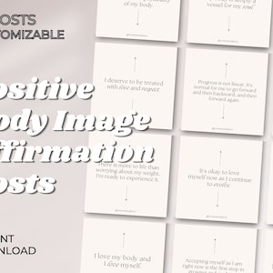 Positive Body Image Affirmationen Instagram Template | Canva Bearbeitbare Vorlage | Instagram Template |Body Image |Self Love Self Care Template