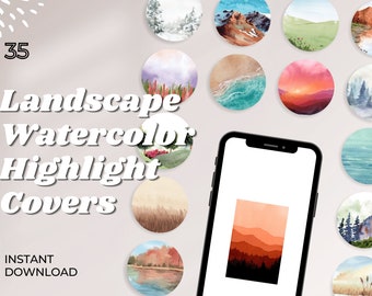 Landscape Travel Adventure Instagram Highlight Covers Watercolor | Highlight Cover | Instagram | Aesthetic