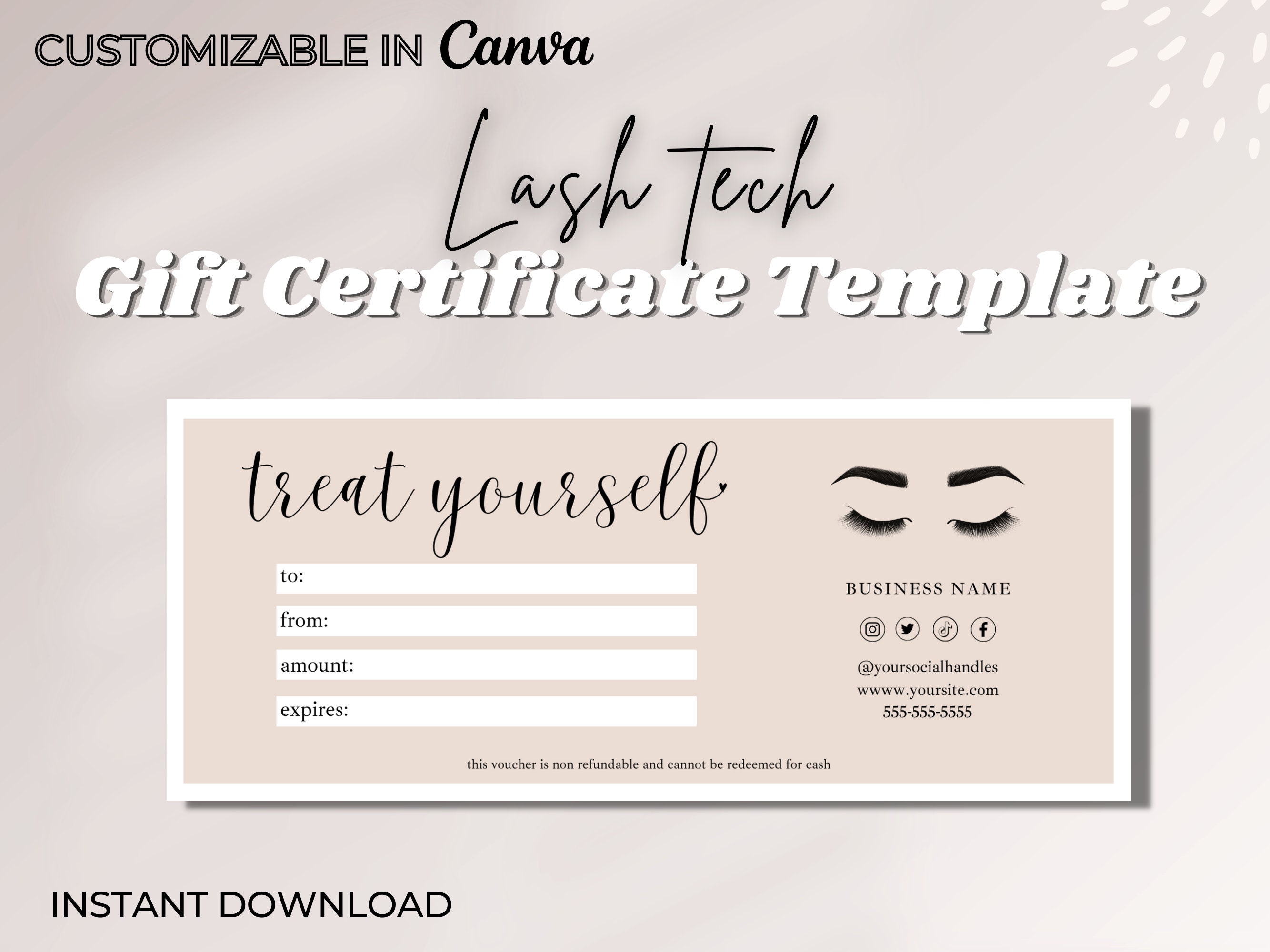 Lash Tech Gift Certificate Template | Canva Editable Template | Online ...
