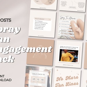 Spray Tan Instagram Template Bundle | Canva Editable Template | Instagram Template | Medspa | Spray Tan Engagement Pack | Spray Tan Quotes
