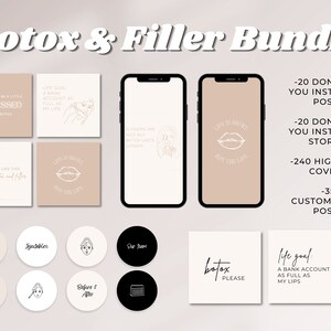 Botox Fillers Instagram Template Bundle | Canva Bearbeitbare Vorlage | Instagram Vorlage | Medspa | Botox Filler Zitate Highlights