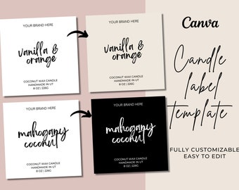 Candle Label Canva Template DIY | Canva Template | Customizable Candle Label | Digital Download