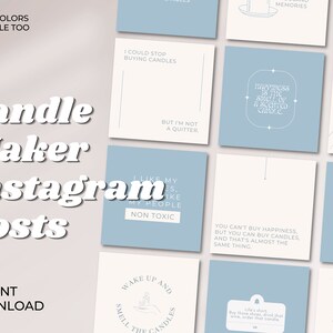 Candle Maker Quotes Instagram | Candle Business Done for You Posts | Blue and Beige | Ready to Post | Instagram Posts | Candle Quotes