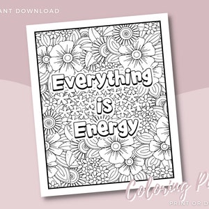 Everything is Energy Spiritual Coloring Pages - Witchy Printable -Adult Coloring Pages - Esoteric Coloring- Instant Download- Energy Work