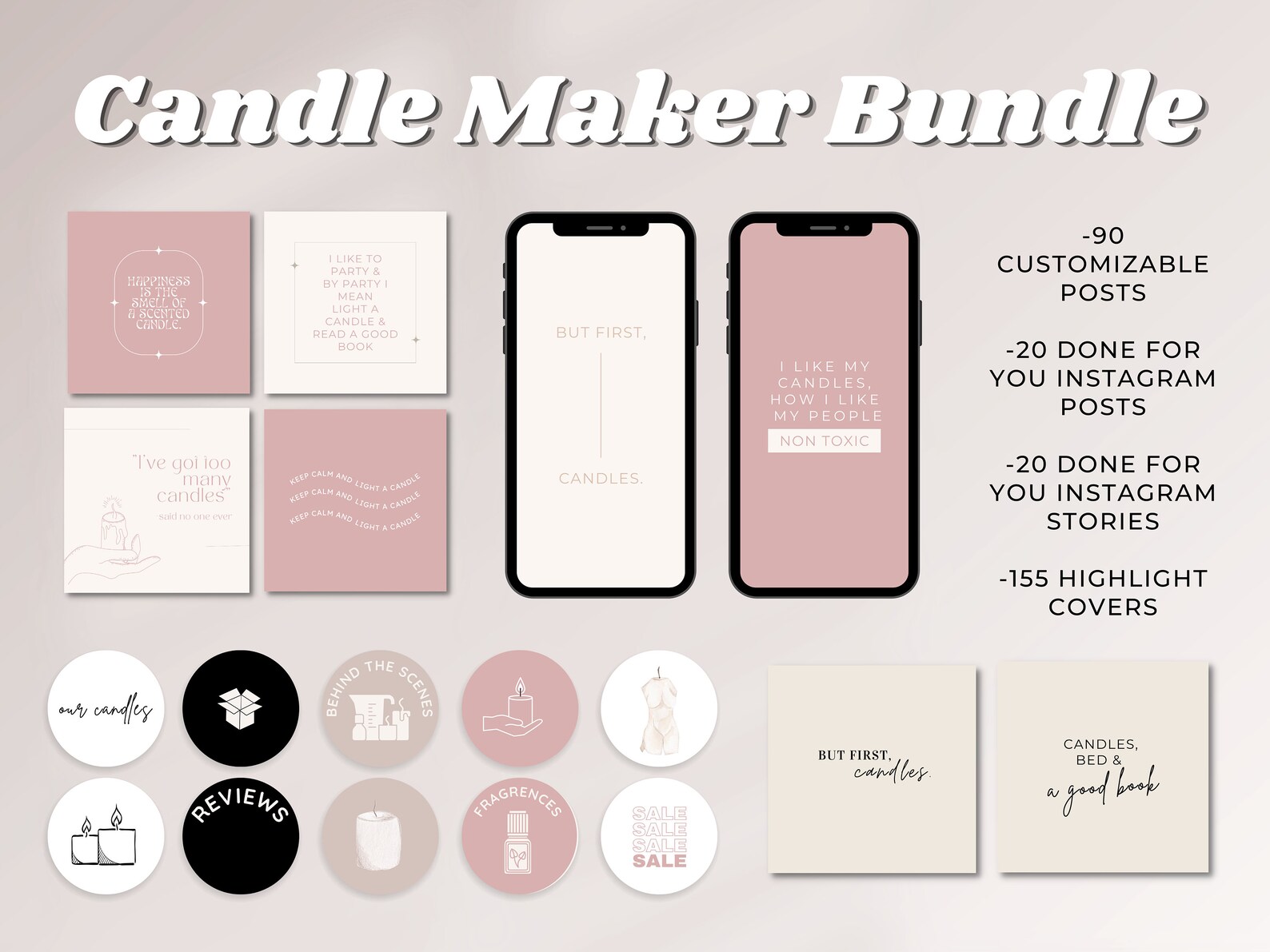 Candle Maker Instagram Template Bundle Canva Editable Etsy