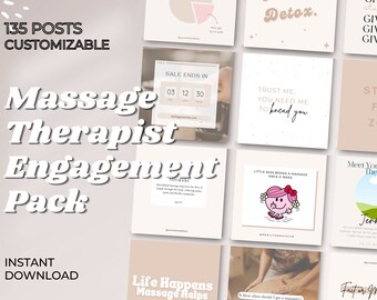 Massage Therapist Instagram Template Bundle | Canva Editable Template | Instagram Template | Medspa | Massage Quotes | Spa Templates