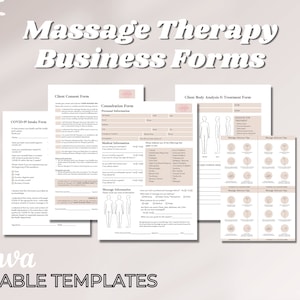 Massage Therapy Business Template | Canva Editable Template |  Massage Intake Form | Body Analysis | Aftercare Tips| Spa Forms