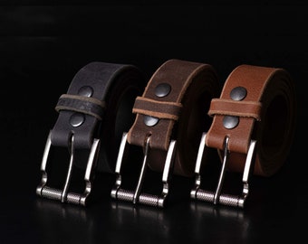 Premium Leather Belt Bundle, 3 PC Gift Set for Men Giftset, Full Grain Leather Belt Gift Set, Black, Brown , Cognac Belt Set, Gift for him