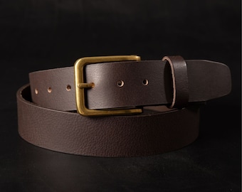 Bruine leren riem gouden gesp Klassieke bruine casual leren riem 100% VOLNERF leren riem Cadeau voor hem, cadeau voor vriend, cadeau voor papa