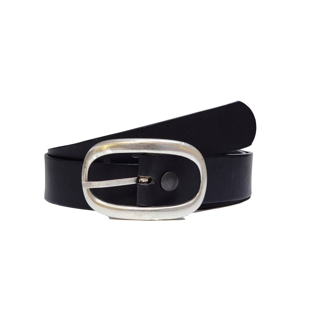 Womens Belt, Black Leather Belt With Removable Buckle, Full Grain ...