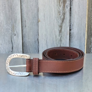 Leather Belt, Western Belt Women&#39;s Full Grain Leather Belt | HANDCRAFTED Made in CANADA| Western Cowboy, cowgirl belt for her, for him