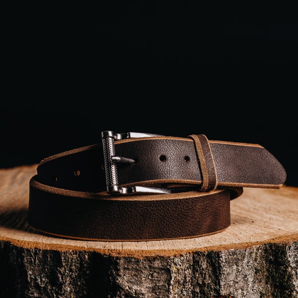 Brown Premium Leather Belt, ITALIAN Full-Grain Leather Belt, HANDCRAFTED 100% Full Grain Leather Belt, Gift for Him, Gift for Dad