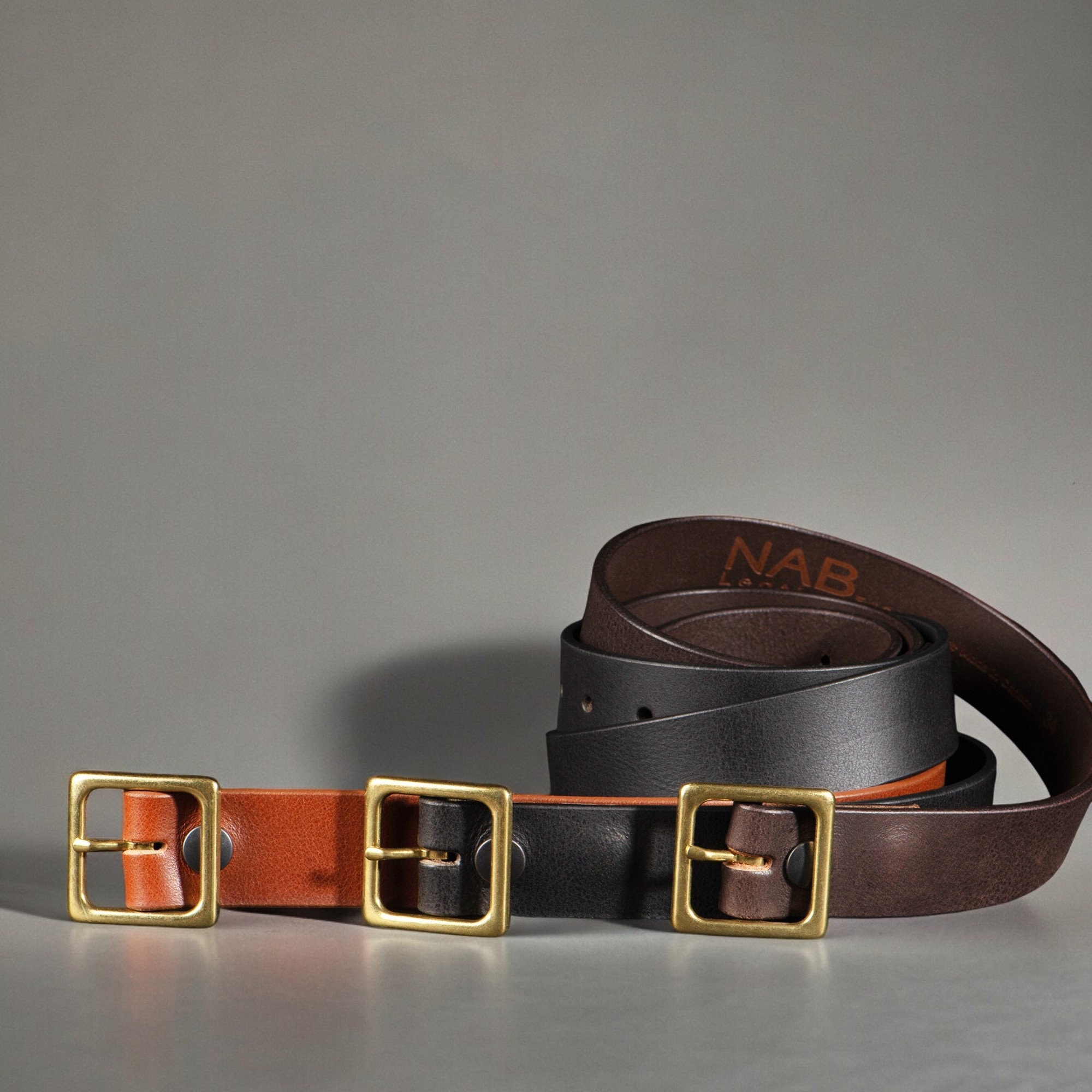 Brown Leather Belt with Gold and Red Buckle MEXICO 2 INC BELT GOLD WITH RED main image 4