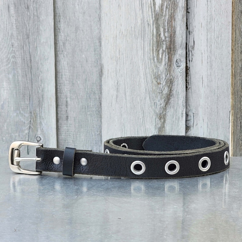 Grommet Belt Women's Black Leather Belt Handmade Full Etsy