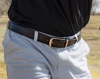 Ceinture de golf pour hommes, ceinture en cuir réversible pour le golf, ceinture en cuir pleine fleur noir/marron, fabriquée au CANADA, cadeau pour lui, cadeau pour papa