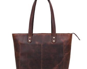 Leather Tote Bag, Brown Leather Tote Bag Women, Full-Grain Leather Bag, Handbag, Purse, Gift for Her, gift for Girlfriend, Christmas Gift