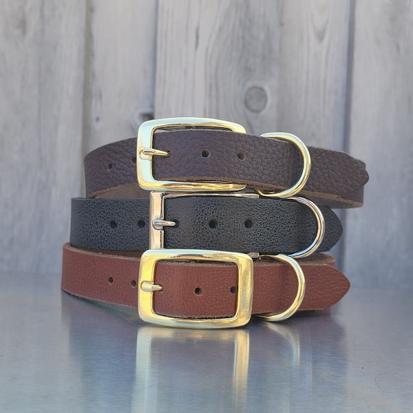 Dog Collars, Full Grain Leather Dog Collar, Made in Canada, Adjustable Leather Large Dog Collars, Small Dog Collars, Buckle Dog Collar