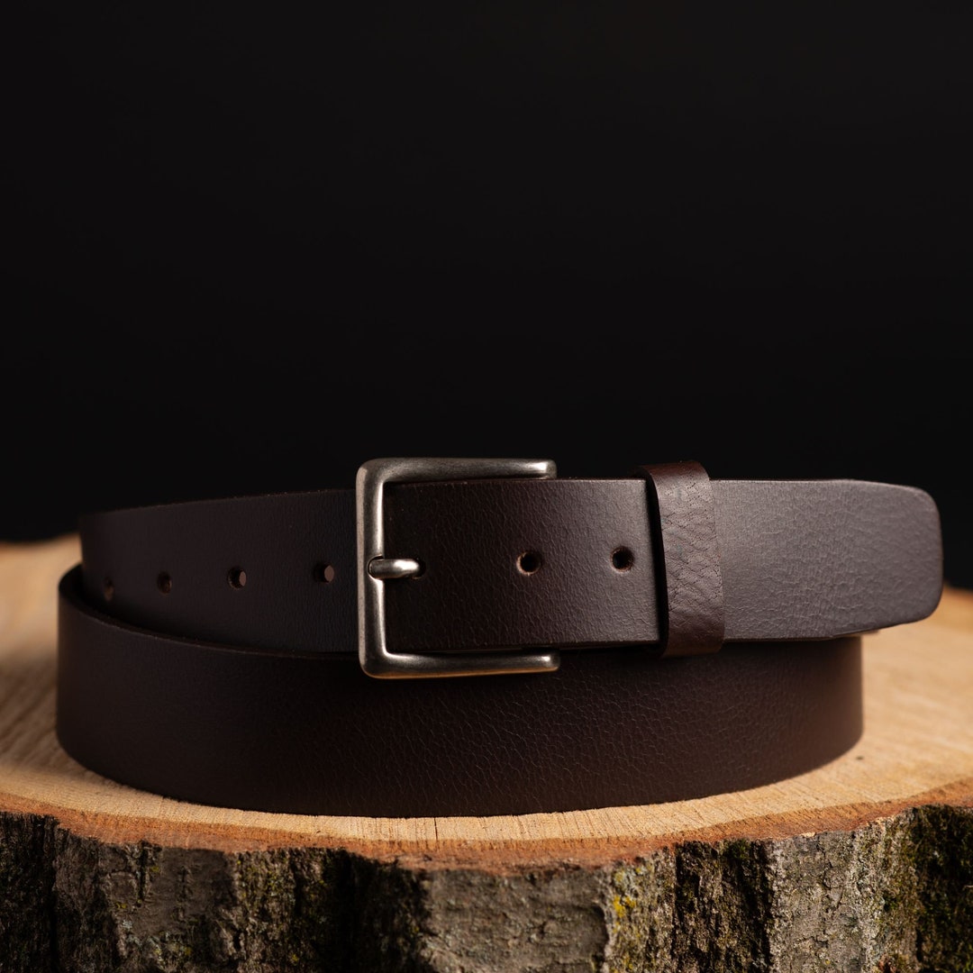 Classic Brown Leather Belt, Casual Handmade 100 FULL GRAIN Leather