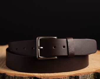 Ceinture en cuir marron classique, Ceinture en cuir 100% pleine fleur faite à la main au Canada, Cadeau pour lui, Cadeau pour petit ami, Cadeau pour papa