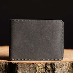 Portefeuille en cuir gris, portefeuille en cuir souple 100 % FULL GRAIN, portefeuille minimaliste, cadeau pour lui, cadeau pour petit ami, cadeau pour papa