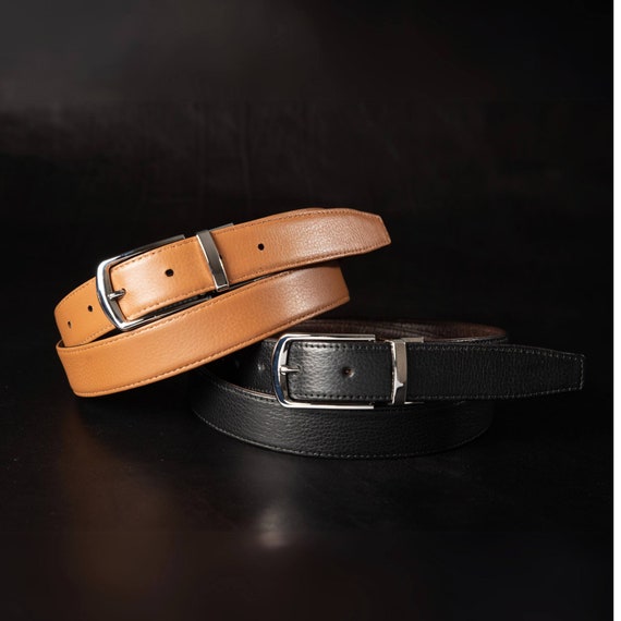 Cintura da uomo in pelle, cintura formale in pelle per uomo, cintura in pelle pieno fiore reversibile nera/marrone, regalo per lui, regalo per papà - Italia
