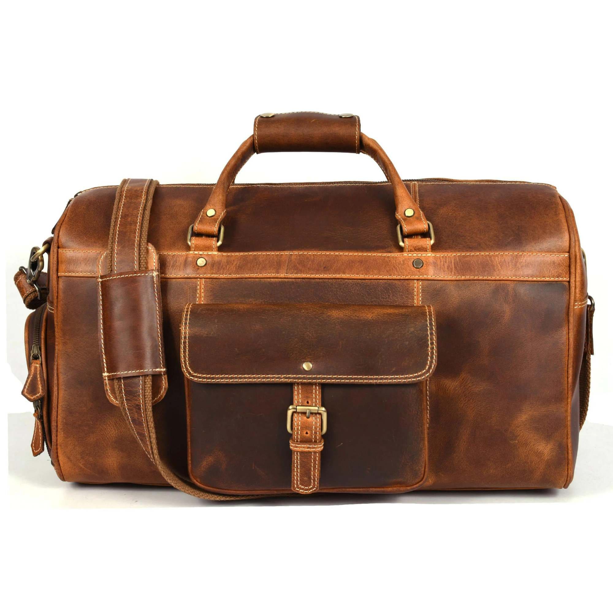 Vagarant 19 in. Medium Full Grain Leather Gym Overnight Travel