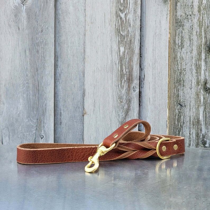 Braided Leather Dog Leash Full Grain Leather Leashes 5 Ft Etsy