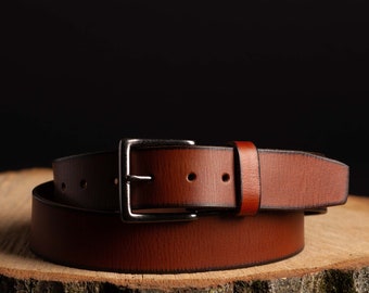 Tan Leather Belt, Men's Full Grain Leather Belt, Tan Leather, Work Belt, Handmade in Canada, Gift for Him, Gift for Dad, Gift for Boyfriend
