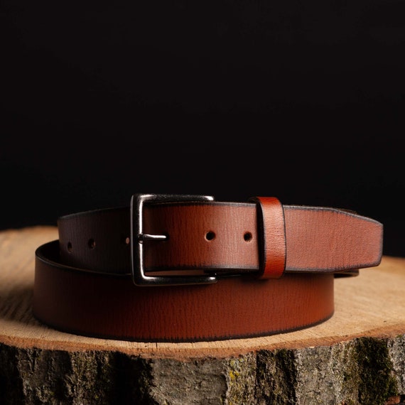 Tan Leather Belt, Men's Full Grain Leather Belt, Tan Leather, Work Belt, Handmade in Canada, Gift for Him, Gift for Dad, Gift for Boyfriend