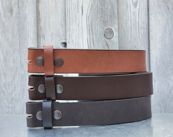 Leather Belt Snaps, Leather Belt Strap with Snaps, Full Grain Leather Made in Canada, Gift for Him, Gift for Dad, Gift for Boyfriend