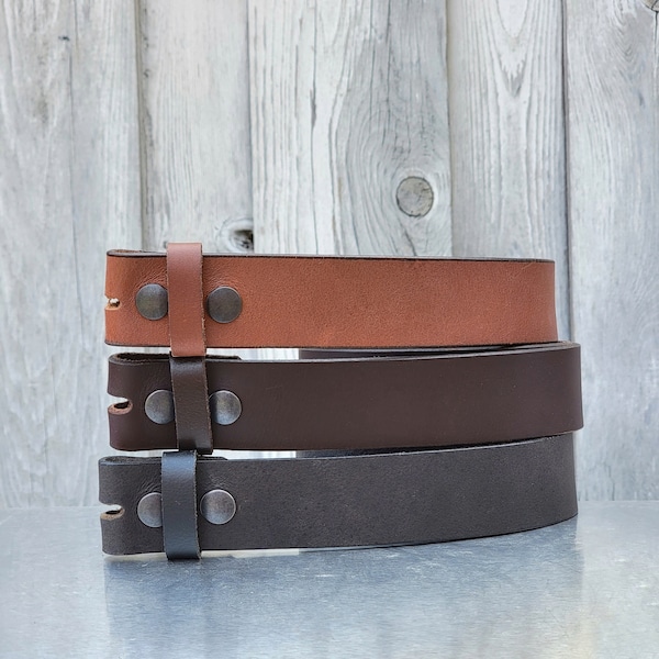 Leather Belt Snaps, Leather Belt Strap with Snaps, Full Grain Leather Made in Canada, Gift for Him, Gift for Dad, Gift for Boyfriend