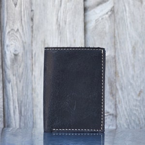 Black Trifold Wallet, Men's Wallet, Black Leather Trifold Wallet, Men's Black Leather Wallet, Gift for Him, Gift for Dad, Gift for Boyfriend