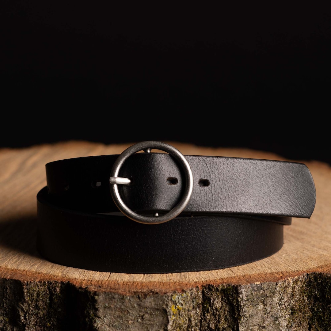 Black Leather Belt, Women's Waist Belt, Full-grain Leather Made in ...