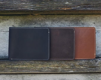 Portafoglio in pelle, portafoglio da uomo in pelle pieno fiore, portafoglio classico in pelle con cuciture bifold, regalo per lui, regalo per papà, regalo per fidanzato