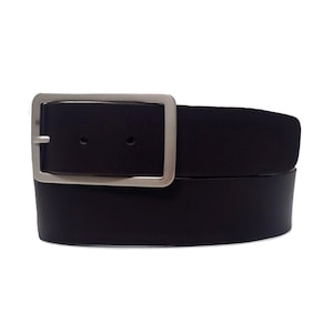 Women's Black Dress Belt, Leather Waist Belt Rectangle Buckle, Full Grain Leather Belt Handmade in Canada, Gift for Her, Gift for Girlfriend image 3