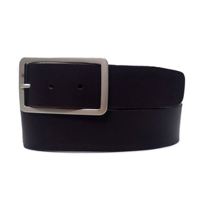 Ceinture habillée noire pour femme, ceinture en cuir à boucle rectangulaire, ceinture en cuir pleine fleur faite main au Canada, cadeau pour elle, cadeau pour petite amie image 3