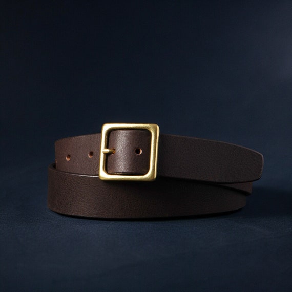 Brown Leather Belt, Women's Waist Belt, Full-grain Leather Made in
