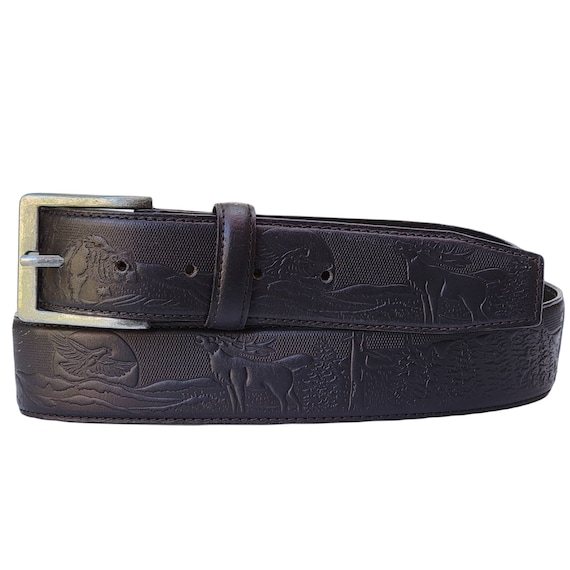 小物 KENFORD EMBOSSED LEATHER BELT EMBOSSED LEATHER BELT / BLACK PAISLEY – THE KENFORD FINESHOES