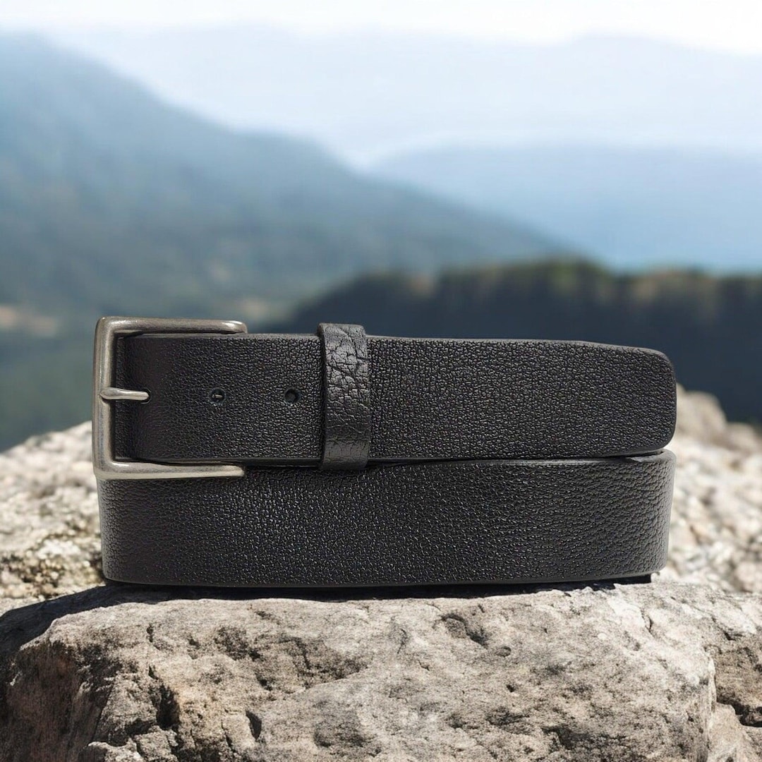 Lejon Pinnacle Bison Pebble Grain Leather Belt in Peanut