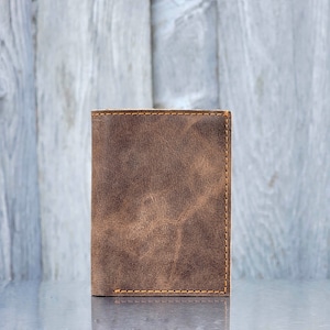 Cartera de cuero marrón, cartera triple para hombre, cartera triple de cuero marrón para hombre, cartera marrón, regalo para él, regalo para papá, regalo para novio