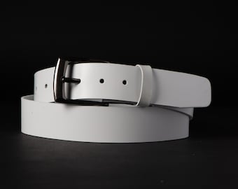 Premium Handmade White Full-Grain Leather Belt, Made in Canada, Timeless Quality, Versatile Golf Belt, and Ideal Gift for Him, Gift for Her